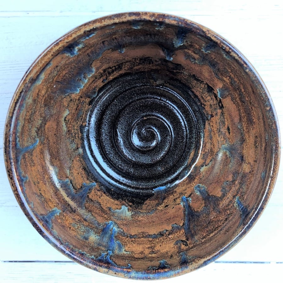Swirly Serving or Fruit or Salad Ceramic Pottery Bowl