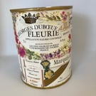 Vintage Wine Bottle Labels Upcycled French Art, Styled Tin Can