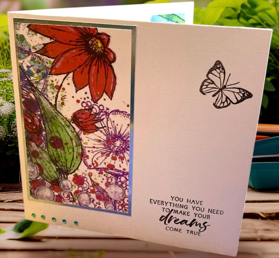 Blank abstract floral card for any occasion. 