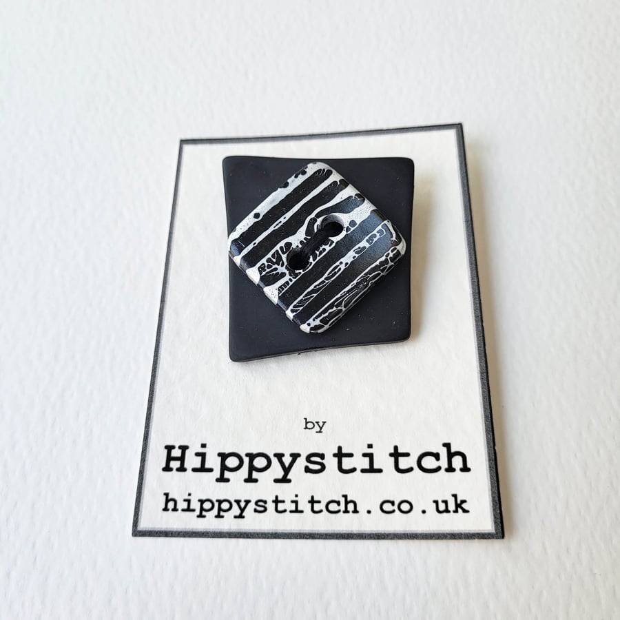 Button Brooch - Black and Silver