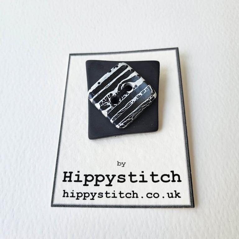 Button Brooch - Black and Silver