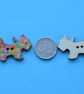 Wooden Scottie Dog Buttons Multi Coloured Flowers 6pk 28x20mm Scotty (DG24) - Image 3