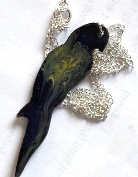 pendant - parrot: yellow over dark blue