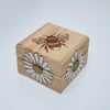 Pyrography bumble bee and daisies ring box, small trinket box  