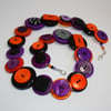 Orange, Black and Purple button necklace FREE UK SHIPPING