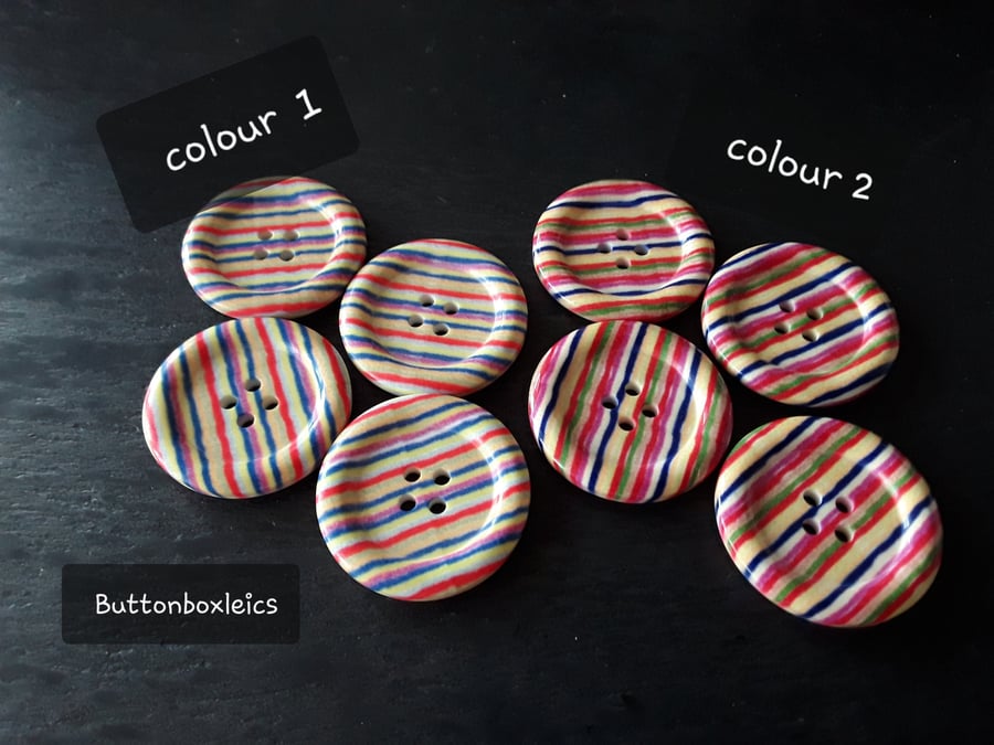 30mm (48L) 1 & 2 10" polyester stripe buttons in two colours