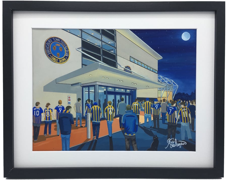 Shrewsbury Town F.C, New Meadow Stadium. High Quality Framed Art Print