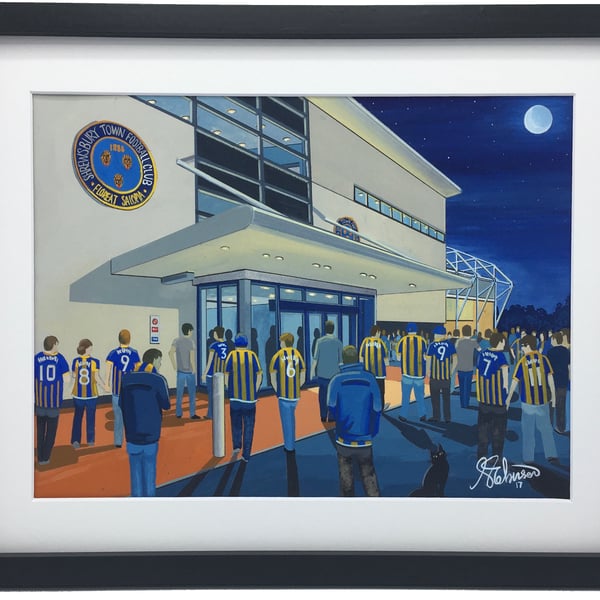 Shrewsbury Town F.C, New Meadow Stadium. High Quality Framed Art Print