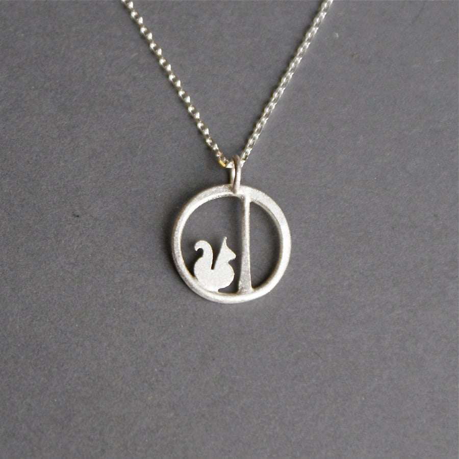 Tiny Edge of the woods squirrel necklace