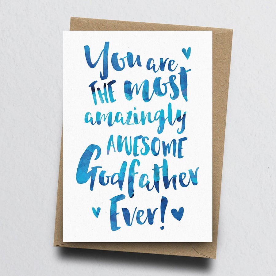 The Most Amazingly Awesome Godfather Greeting Card - Christening, Birthday
