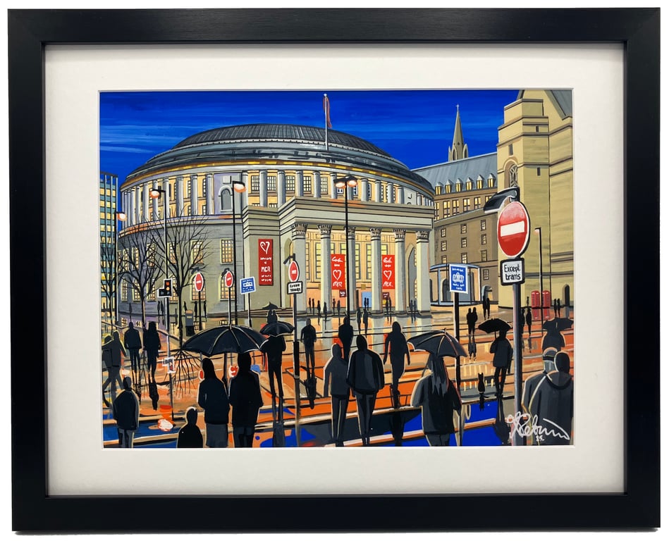 Manchester Central Library Urban Cityscape Art Framed Art Print 14" x 11" Frame 