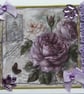 Lilac Rose Flowers - Hand Crafted Decoupage Greeting Card - Blank 3133