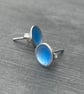 Enamel Studs, light blue studs, round blue studs, gift for her, birthday gift,  - Image 6