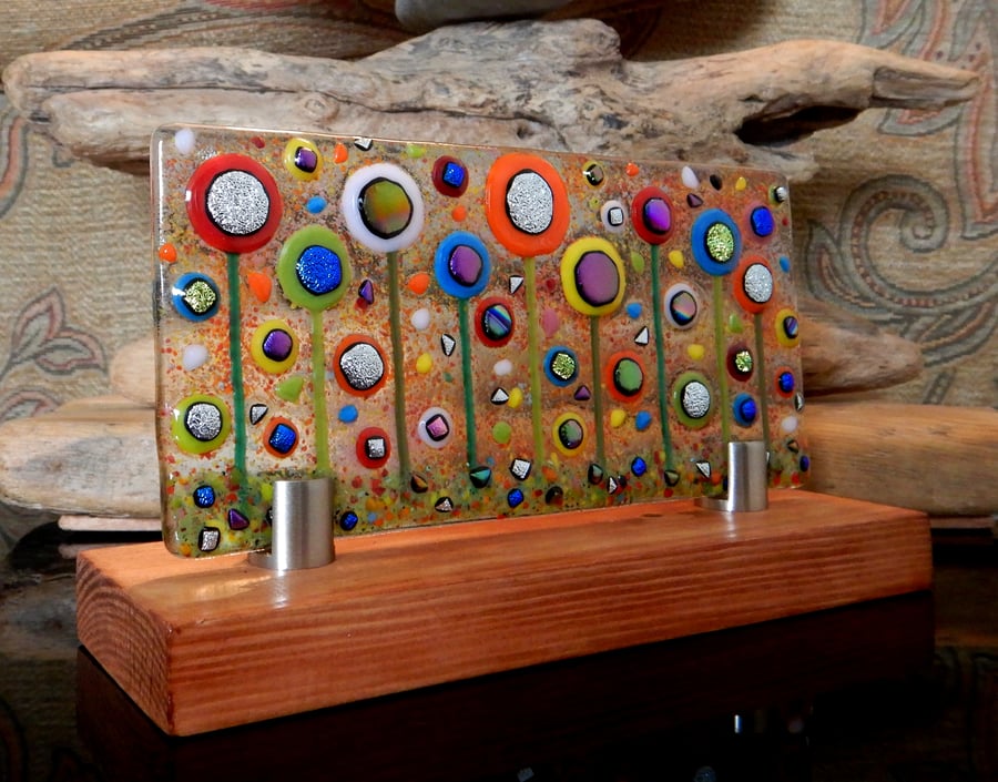 Handmade Fused Glass 'IN THE GARDEN' Picture.