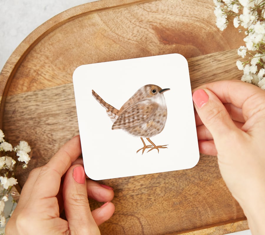 Wren coaster, Wren bird, Mug Coaster, Bird lover 