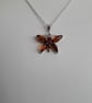 Amber Cognac Art Deco Butterfly and Sterling Silver Necklace. Wildlife, Amber 