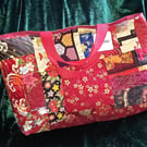 Japanese Red and Gold Patchwork Tote Bag