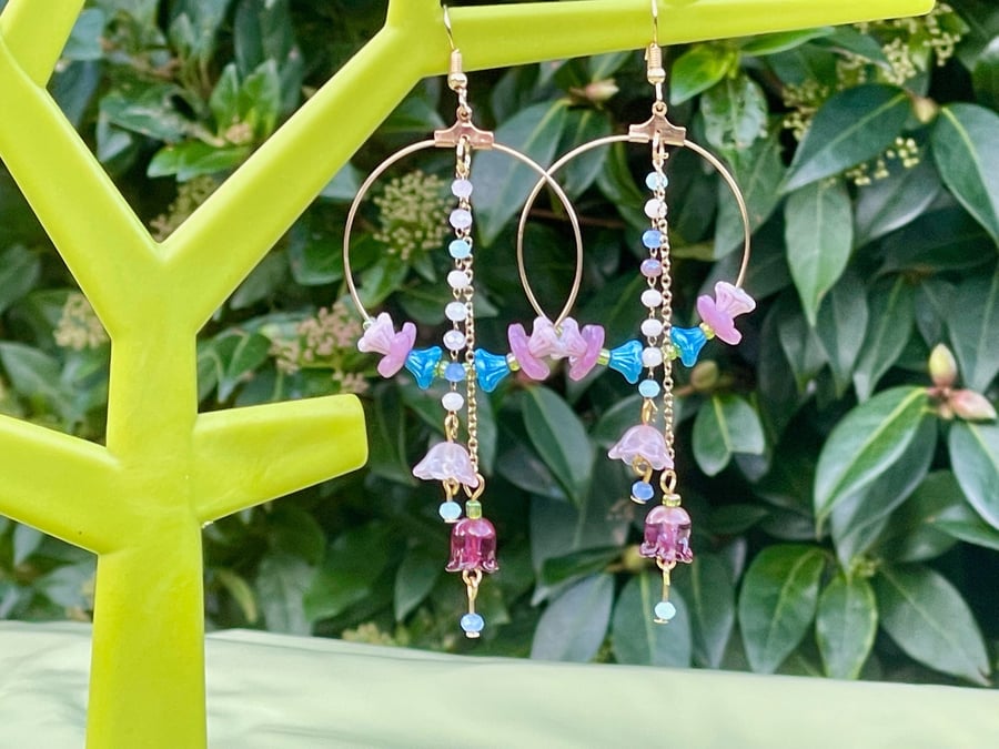 CZECH GLASS FLOWER HOOPS cluster japanese toho beads CRYSTALS 