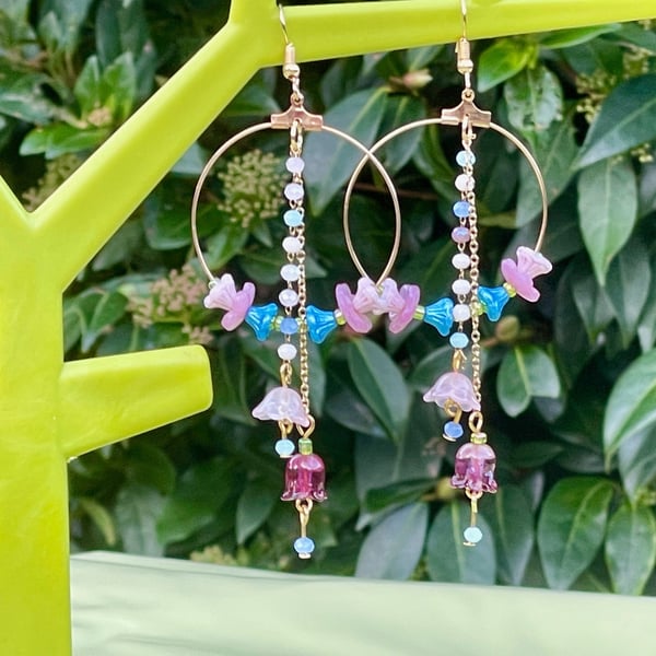 CZECH GLASS FLOWER HOOPS cluster japanese toho beads CRYSTALS 