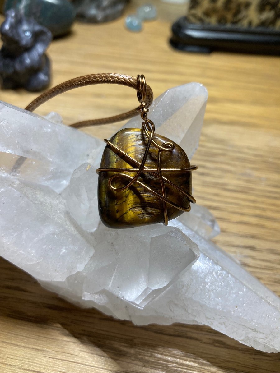 Tiger's Eye Pendant - Wire Wrapped Crystal Pendant