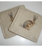 Coasters Hare 6 x Set of Hares Cotton Fabric Coaster Tableware - Image 3