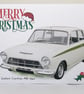 Ford Lotus Cortina Mk1 1964 - Merry Christmas or Seasons Greeting 5x7in