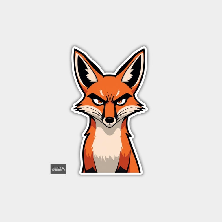 Funny Novelty Vinyl Sticker - Grumpy Fox