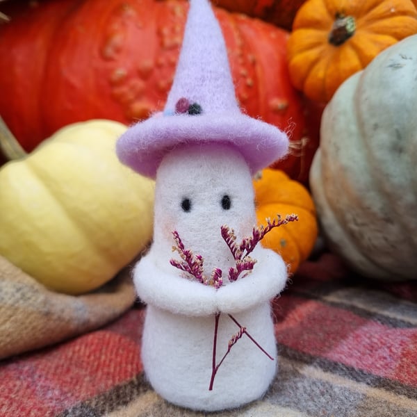 Wooly Needlefelted Witchy Ghost - Heather