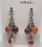 Fire Agate Triple Drop Earrings – Stainless Steel Handmade Earrings - Image 3