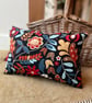 Bright scandi floral and ticking stripe rectangular  cushion cover