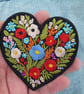 Black Floral Love Heart Embroidered Patch Iron On Sew On Badge - Image 6