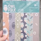 Papermania Owl Folk A5 Paper Pack By Docrafts. 24 Sheets, 6 Designs.