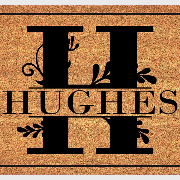 H Letter Door Mat - Personalised Monogram Letter H Welcome Mat - 3 Sizes