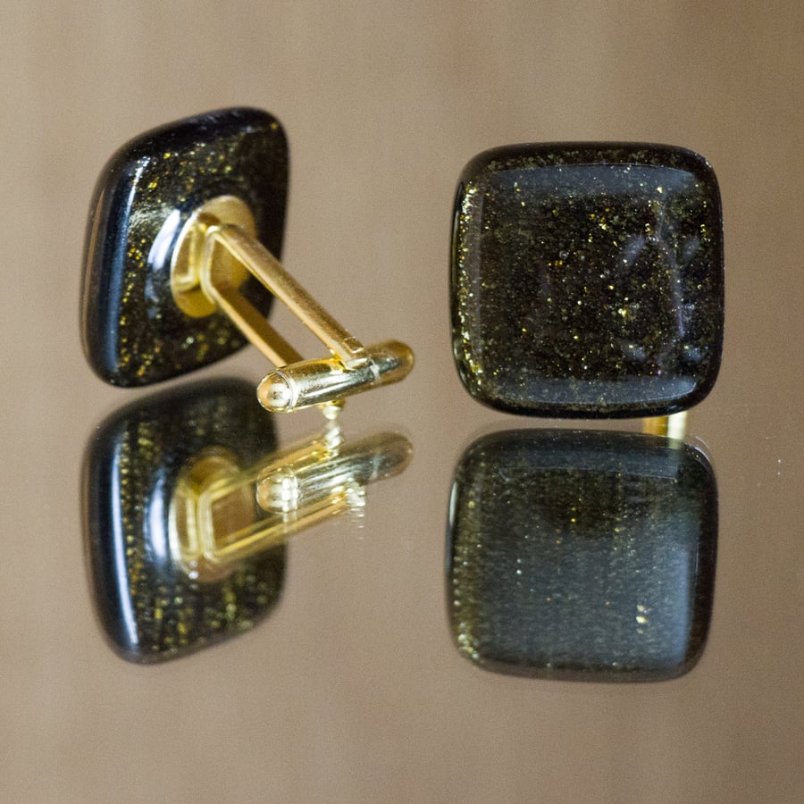 Bronze Glass Cufflinks - 4069