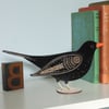 Standing Wooden Blackbird Decoration - Hand Painted