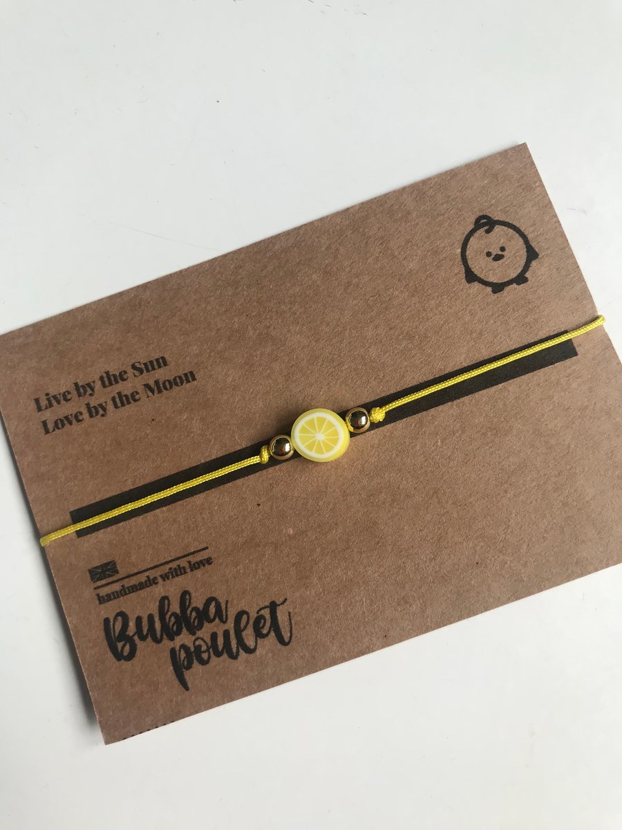 Dainty Adjustable Lemon Thread Bracelet 