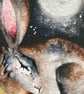 Resting Hare Rabbit in Moonlight Watercolour Print Whimsical Art - Image 3