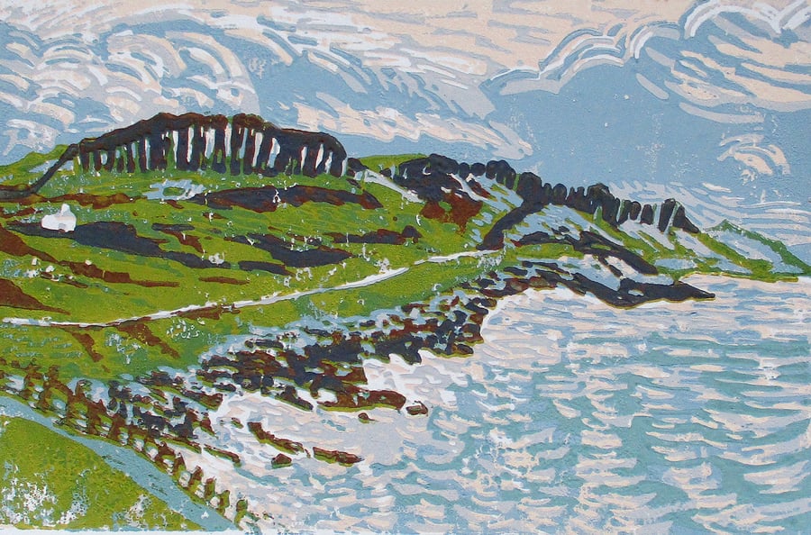 Staffin, Skye, Scotland Original Hand Pressed Linocut Print Ltd Edition