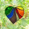 Stained Glass Wavy Heart Suncatcher - Multi Rainbow