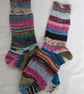 Hand-cranked Frankensox Knitted Ribbed Wool Socks Size 4 to 5 - Image 2