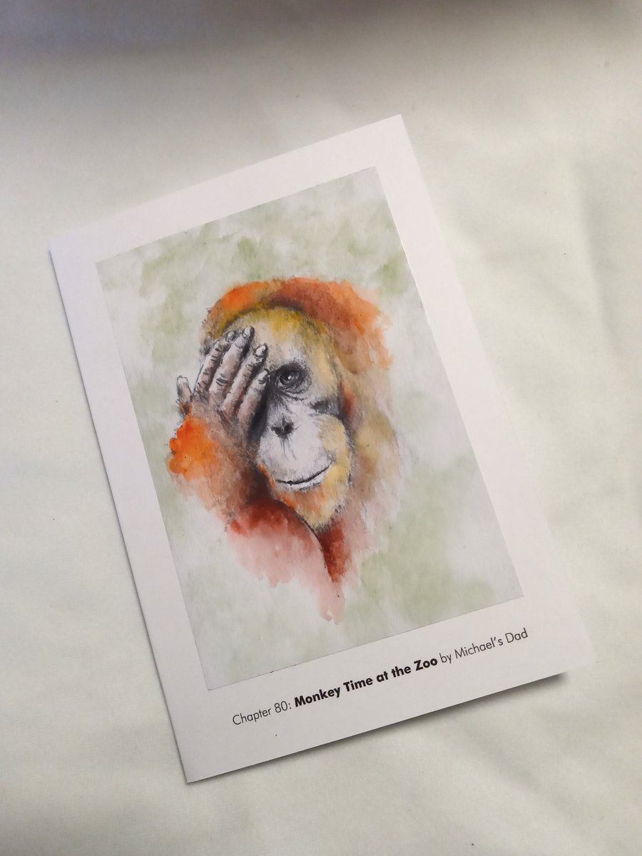 original hand painted print of a Monkey Orangutan printed Greeting Card