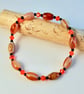 Banded Red Agate Bracelet With Swarovski Crystals - Handmade In Devon - Image 3
