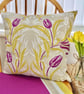 Purple Floral: Cushion Cover 17” (43cm) with stripe reverse
