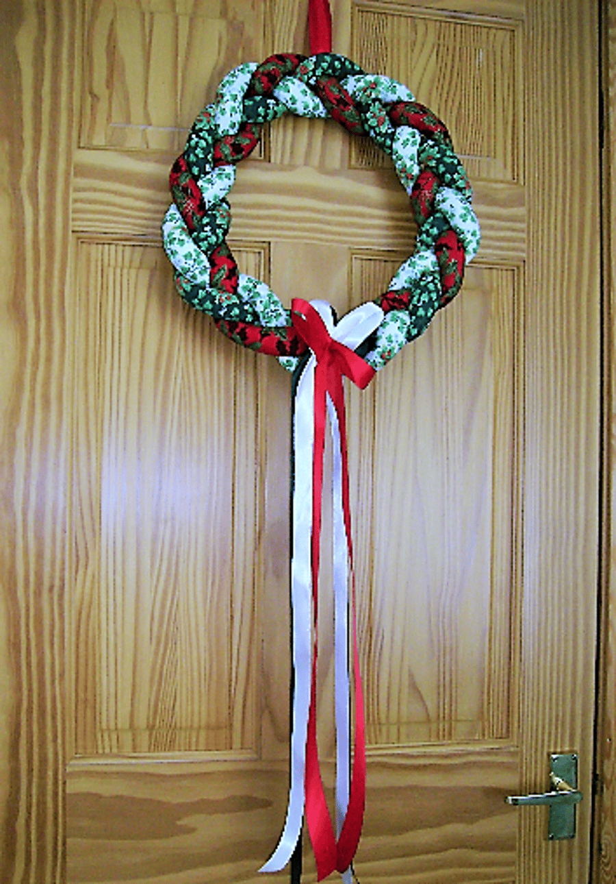 Christmas fabric plaited wreaths 