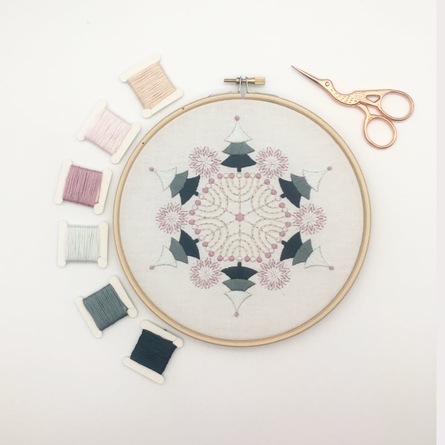 Christmas Embroidery Kit - Christmas Trees Embroidery Kit, Hand Embroidery