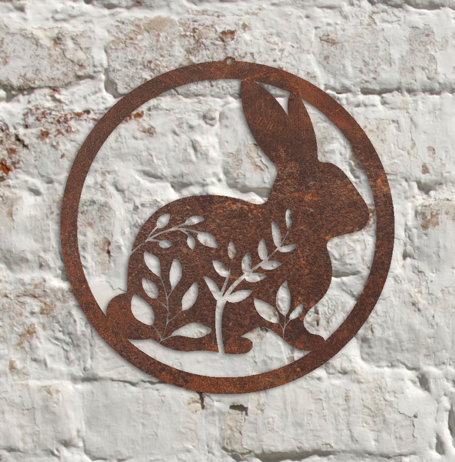 Rustic Metal Rabbit Wall Art Sculpture - Bespoke Handmade Gift