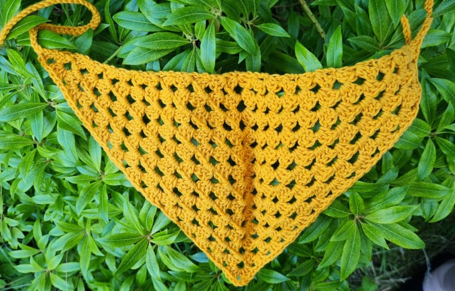 Yellow Crochet Bandana