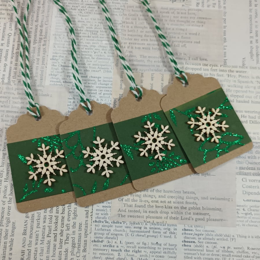 Pack of 4 handmade Christmas gift tags