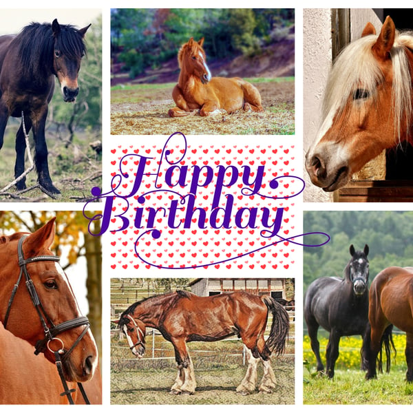 Happy Birthday Horses Card A5 