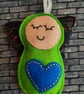 Green Angel Lavender Bag - Heart Embellishment - Image 4